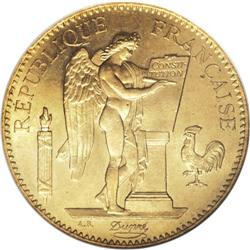 France: Republic gold 100 Francs 1882A, KM832, M