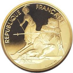 France: Republic gold 500 Francs 1990 Olympic Sk