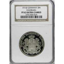 German States-Hamburg: Hamburg. 3 Mark 1914J, KM