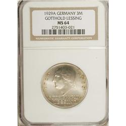 Germany: Weimar Republic 3 Mark 1929A Lessing, K