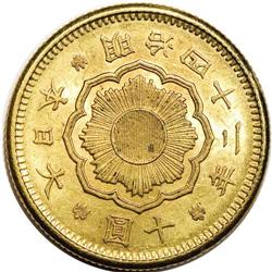 Japan: Meiji 42 (1909) gold 10 Yen, KM-Y33, JNDA