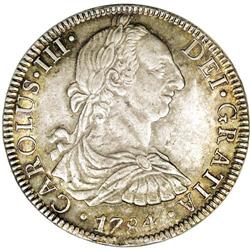 Mexico: Charles III 8 Reales 1784 Mo-FM, KM106.2