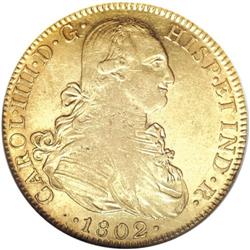 Mexico: Charles IIII gold 8 Escudos 1802 Mo-FT,