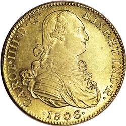 Mexico: Charles IIII gold 8 Escudos 1806 Mo-TH,