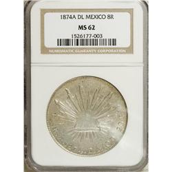 Mexico: Cap and Rays 8 Reales 1874-A DL, KM-377,