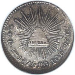 Mexico: Republic Half Real 1845 Ca-RG, KM370.1,