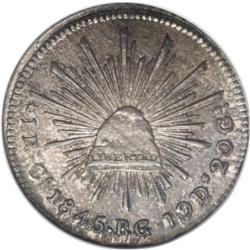 Mexico: Republic 1 Real 1845 Ca-RG, KM372, MS65