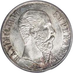 Mexico: Maximilian Peso 1866 Mo, KM388.1, MS63 P