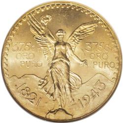 Mexico: Estados Unidos gold 50 Pesos 1943, KM481