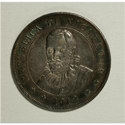 Nicaragua: Republic silver 1 Cordoba 1912-H, KM-