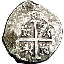 Peru: Carlos II cob 8 Reales 1697-H Lima, KM24,