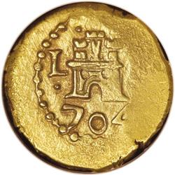 Peru: Philip V gold Escudo 1704 Lima, Castle/Cro