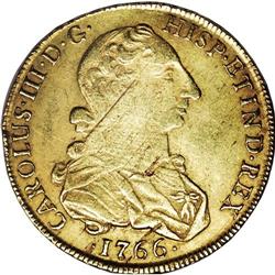 Peru: Carlos III gold 8 Escudos 1766-JM, KM70, t