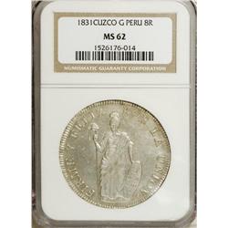 Peru: Republic silver 8 Reales 1831-G Cuzco, KM-
