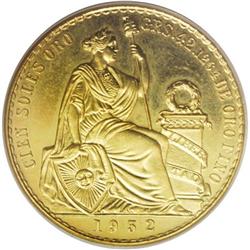 Peru: Republic gold 100 Sols 1952, KM-231, MS63