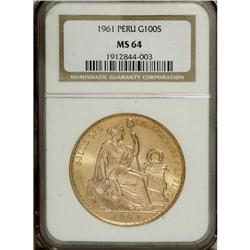 Peru: Republic gold 100 Sols 1961, KM-231, MS64
