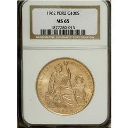 Peru: Republic gold 100 Sols 1962, KM-231, MS65