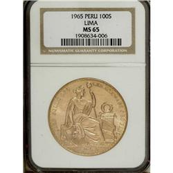 Peru: Republic gold 100 Sols 1965, KM-231, MS65