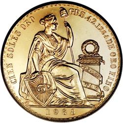 Peru: Republic gold 100 Sols 1968, KM-231, Choic