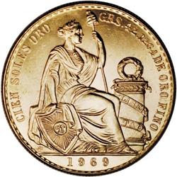 Peru: Republic gold 100 Sols 1969, KM-231, Choic