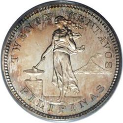 Philippines: USA Administration 20 Centavos Proo