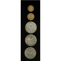 Poland: Mixed gold and silver set as follows: si