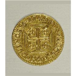 Portugal: Joao V gold 1000 Reis 1745, KM182, lus