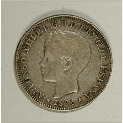 Puerto Rico: Alfonso XIII 40 Centavos 1896, KM23