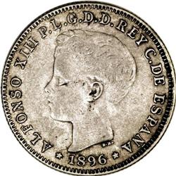 Puerto Rico: Alfonso XIII. 40 Centavos 1896, KM2