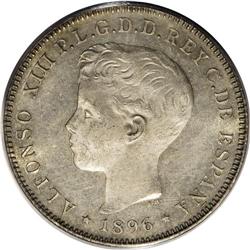 Puerto Rico: Alfonso XIII 40 Centavos 1896 PGV,
