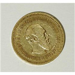 Russia: Alexander III. Gold 5 Roubles 1887 A?, B