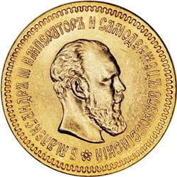 Russia: Alexander III. Gold 5 Roubles 1888 A?, B