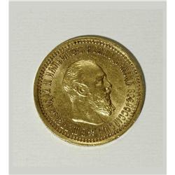 Russia: Alexander III. Gold 5 Roubles 1889 A?, B