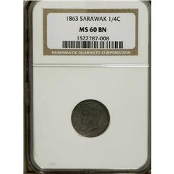 Sarawak: British colonial, bronze 1/4 Cent 1863,