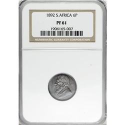 South Africa: Republic Sixpence 1892, KM-4, PR61