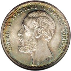 Sweden: Oscar II Krona 1876/5-ST, KM741, MS65 NG