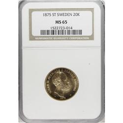 Sweden: Oscar II gold 20 Kronor 1875-ST, KM733,