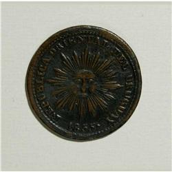 Uruguay: Republic 5 Centesimos 1855, KM6, brown