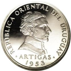 Uruguay: Republic silver obverse trial strike Pe