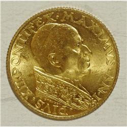 Vatican: Pius XII gold 100 Lire 1939, KM-30.1, Y