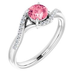 Pink Topaz and Diamond Ring