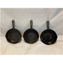 3 cast iron 6 inch frying pans