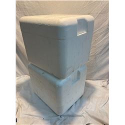 2 Styrofoam coolers with lids