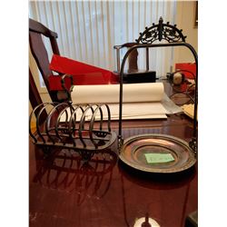 Silver Plate Toast Holder & Serving Tray