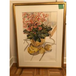 Kalanchoe with Bananas and Onions watercolor 14” x 21” Joanna Moore ’88 Professionally framed