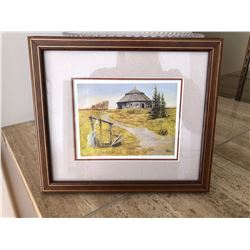 “Henderson’s Barn” Acrylic Painting by Thelma Manarey Professionally Framed 9.25” x 8” (Alberta Arti