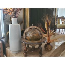 Misc. Home Décor - Decorative Vases & Small Wooden Globe, Wooden Framed Sail Boat