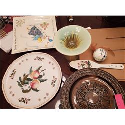 3 Decorative Plates, Uranium Candy Dish