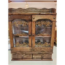 Wooden Spice Rack withn Doors & Spice Jars