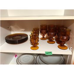 Mid Century Amber Glassware Set